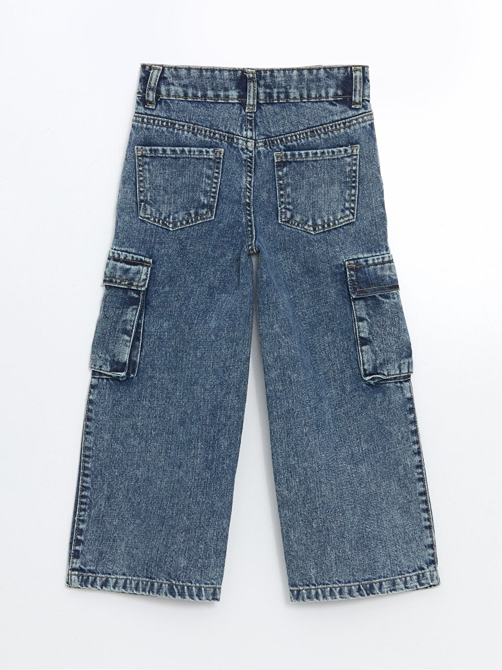 LCW Kids Adjustable Elastic Waist Girls' Cargo Jeans -W54887Z4-SHK