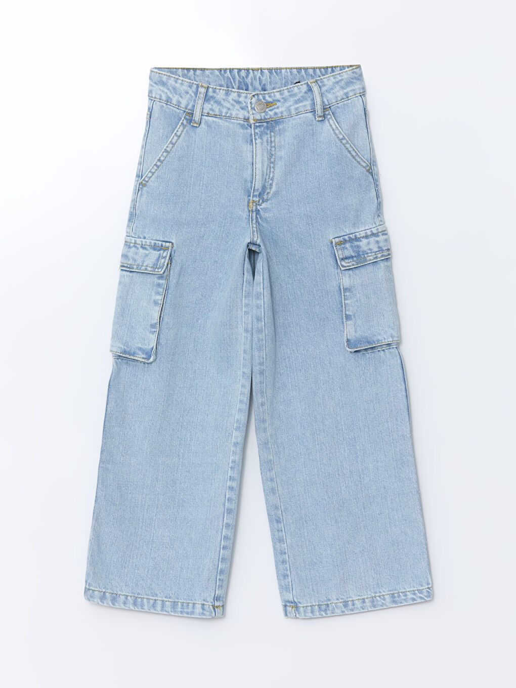 LCW Kids Adjustable Elastic Waist Girls' Cargo Jeans -W54887Z4-V2T