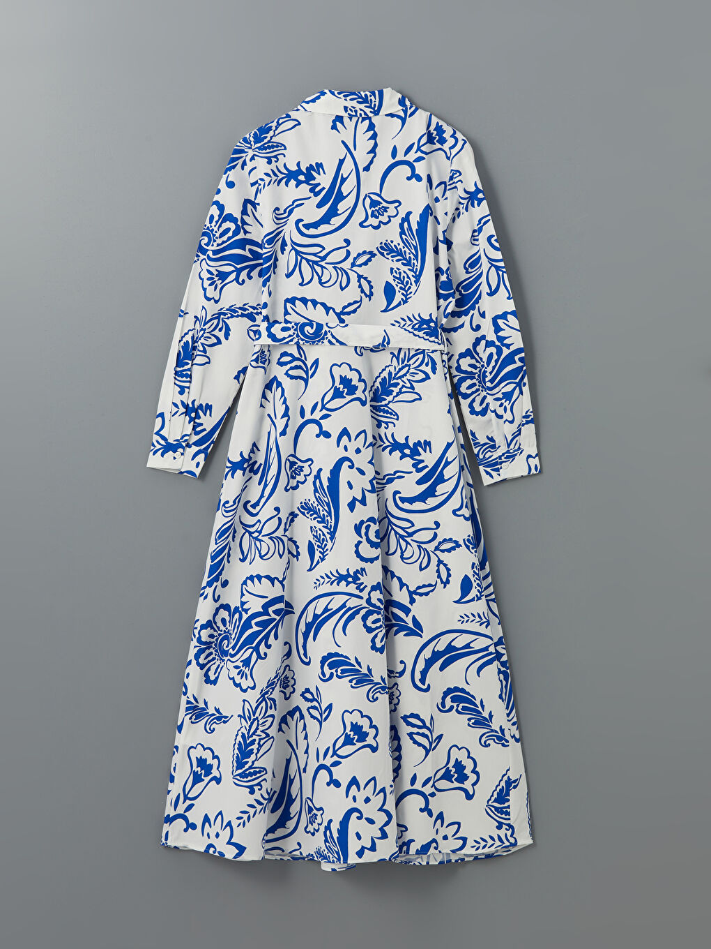 Mavi Çiçekli Kadın Gömlek Elbise-5