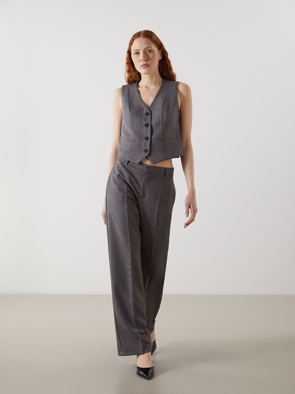 LCW Vision Gri Standart Fit Kadın Pantolon