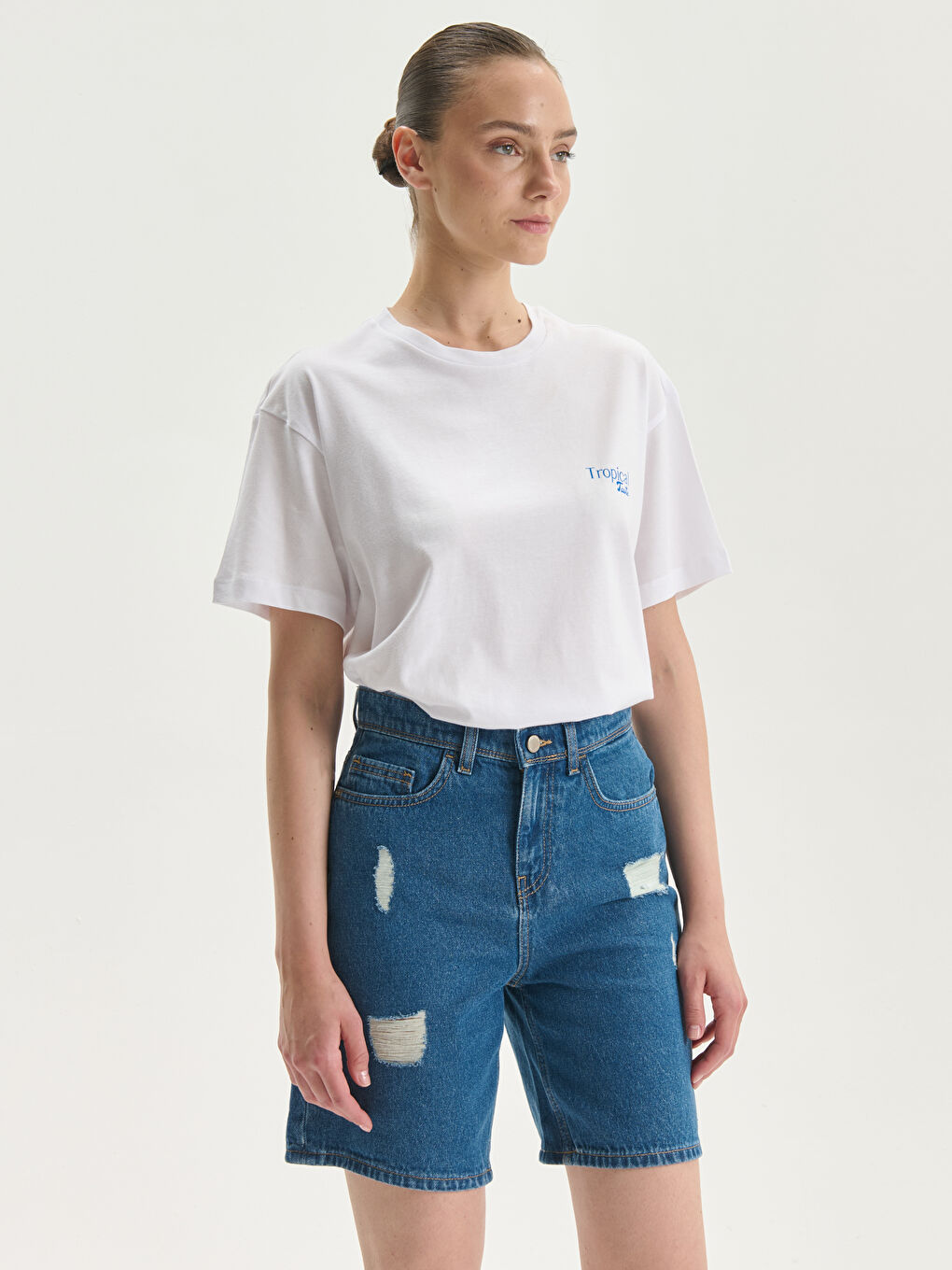 Crew Neck Printed Women's T-Shirt -S5KY09Z8-Q6K