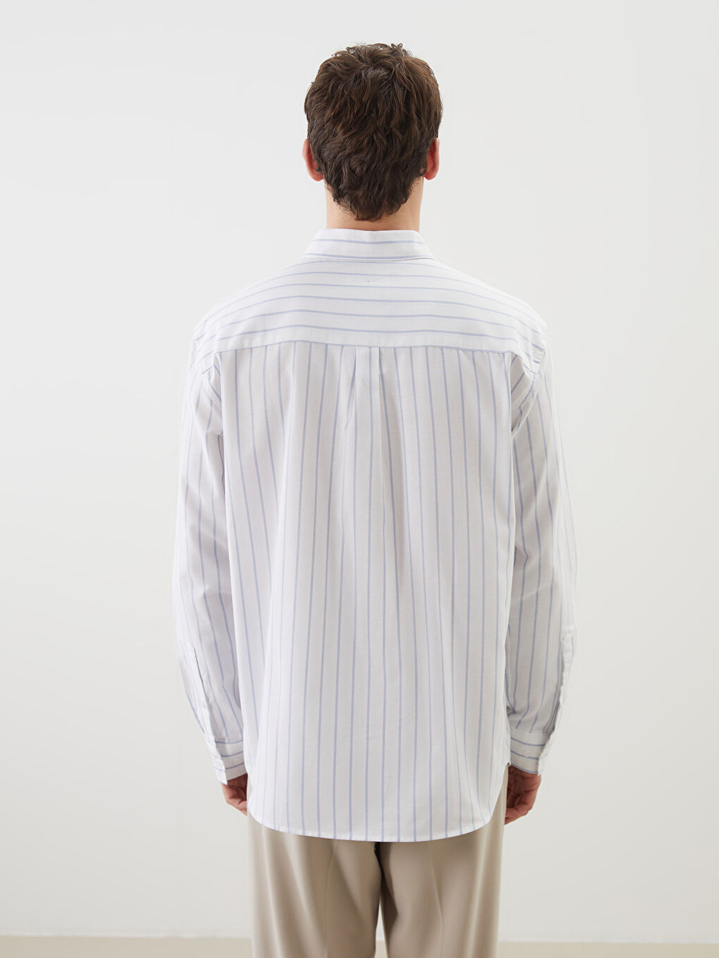 Regular Fit Short Sleeve Striped Oxford Men's Shirt-3