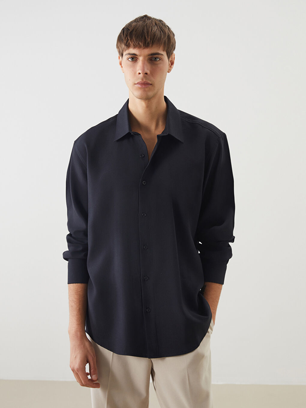 LCW Vision Relaxed Fit Long Sleeve Men's Shirt -W55142Z8-CVL