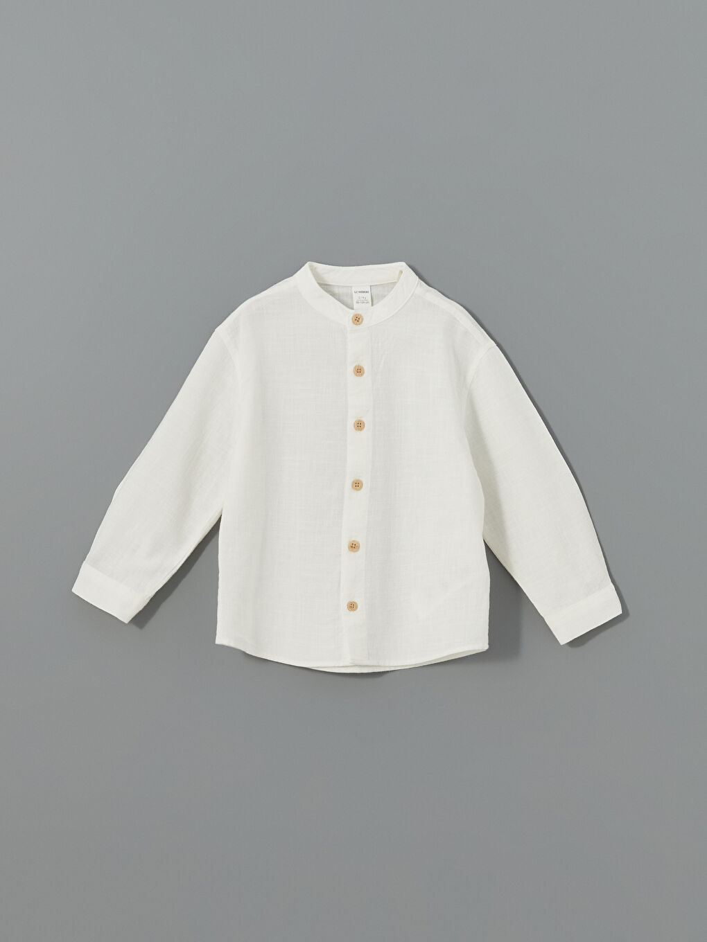 قميص للأولاد بأكمام طويلة بياقة الجد الأساسية