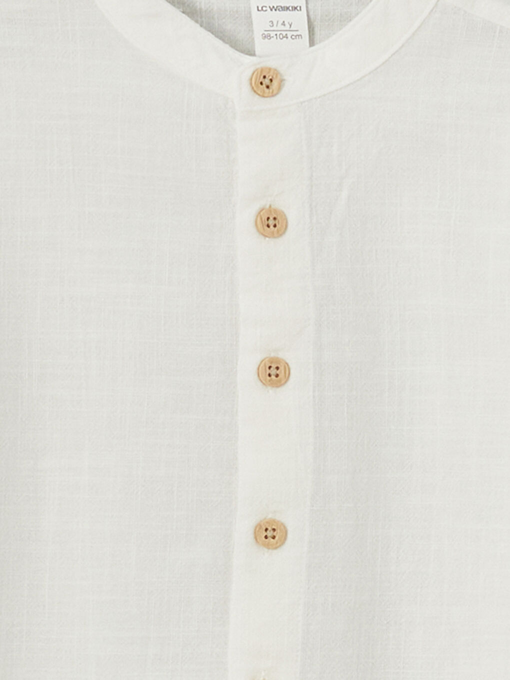 قميص للأولاد بأكمام طويلة بياقة الجد الأساسية-1