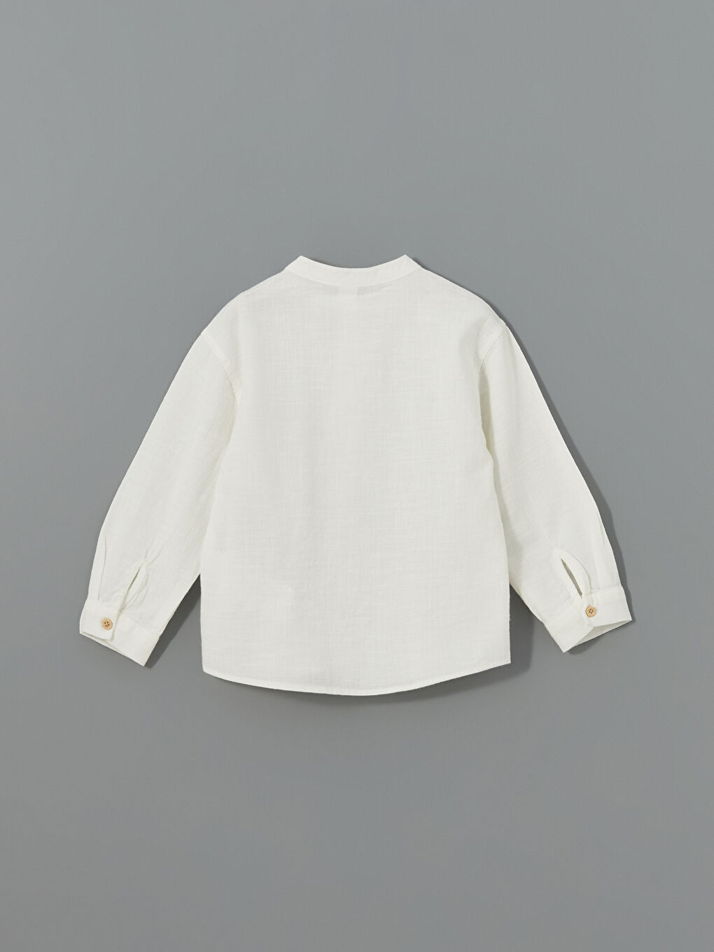 قميص للأولاد بأكمام طويلة بياقة الجد الأساسية-2