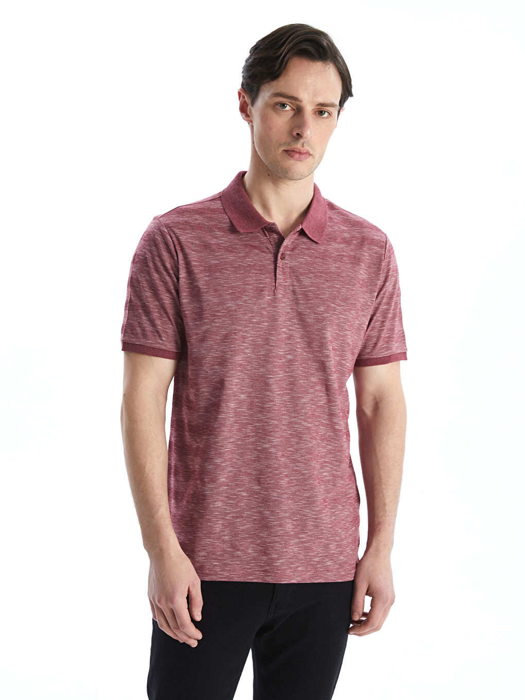 Bordo Polo Yaka Desenli Erkek PikeTişört