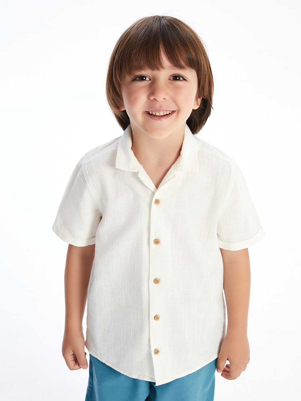 LCW Kids شەرت و پانتۆڵی یەخەی شێوە ڕیزۆرت بۆ کوڕان ٢ پاک -S5KY73Z1-Q6K