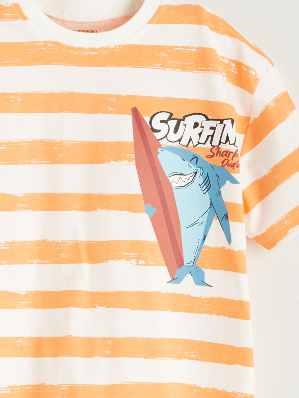 Ekru Bisiklet Yaka Erkek Çocuk Tişört-2