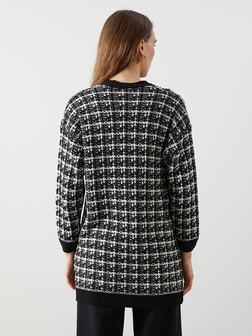 V Neck Patterned Long Sleeve Women's Tricot Cardigan -S5KY85Z8-MHS