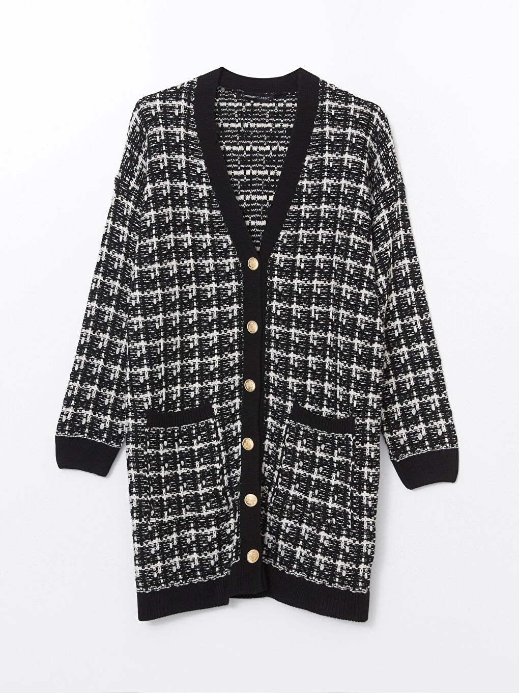 V Neck Patterned Long Sleeve Women's Tricot Cardigan -S5KY85Z8-MHS