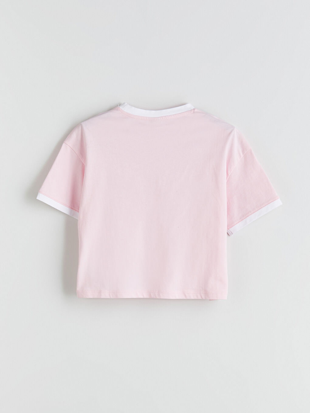 Pembe Bisiklet Yaka Paris Baskılı Kız Çocuk Tişört-1