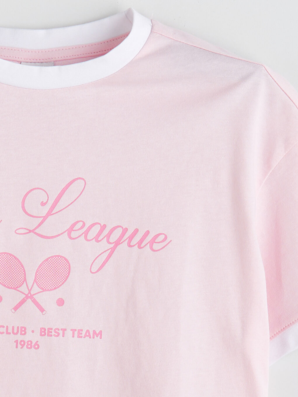 Pembe Bisiklet Yaka Paris Baskılı Kız Çocuk Tişört-2