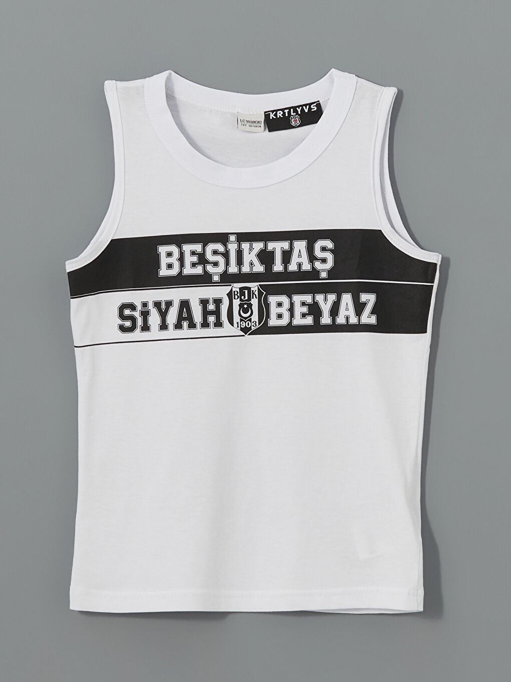 Siyah Bisiklet Yaka Beşiktaş Baskılı Erkek Çocuk Atlet ve Deniz Şortu-1