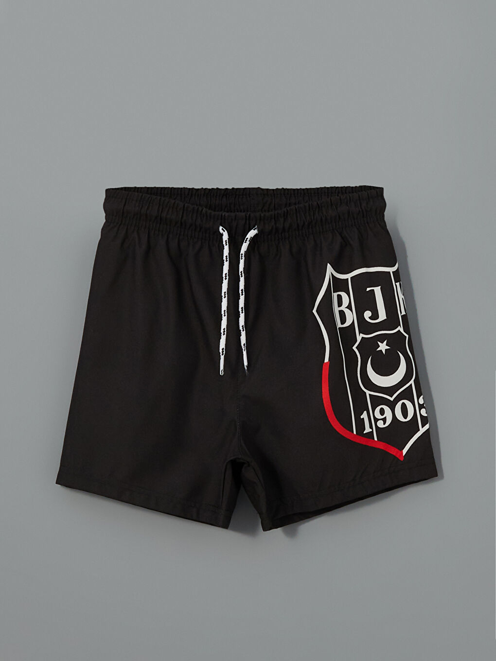 Siyah Bisiklet Yaka Beşiktaş Baskılı Erkek Çocuk Atlet ve Deniz Şortu-4