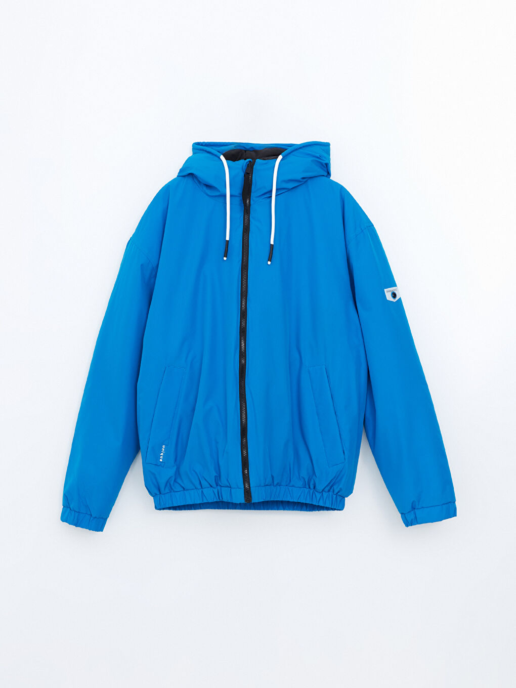 Mavi Rahat Kalıp Kapüşonlu Erkek Orta Kalın Mont-9