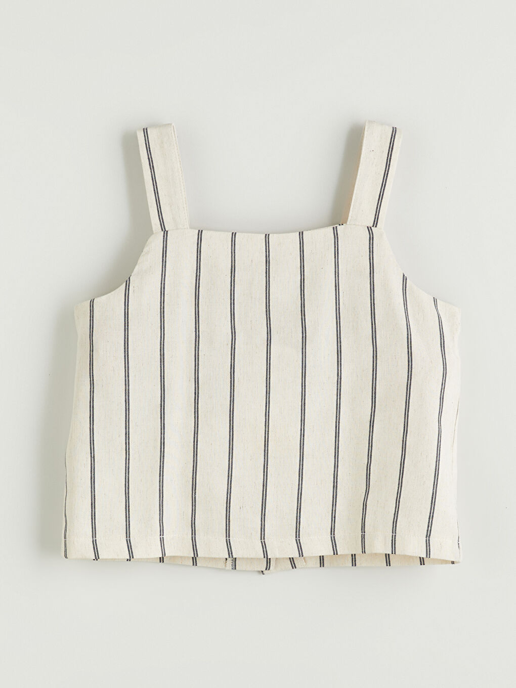 Bej Kare Yaka Keten Karışımlı Kız Çocuk Bluz-2