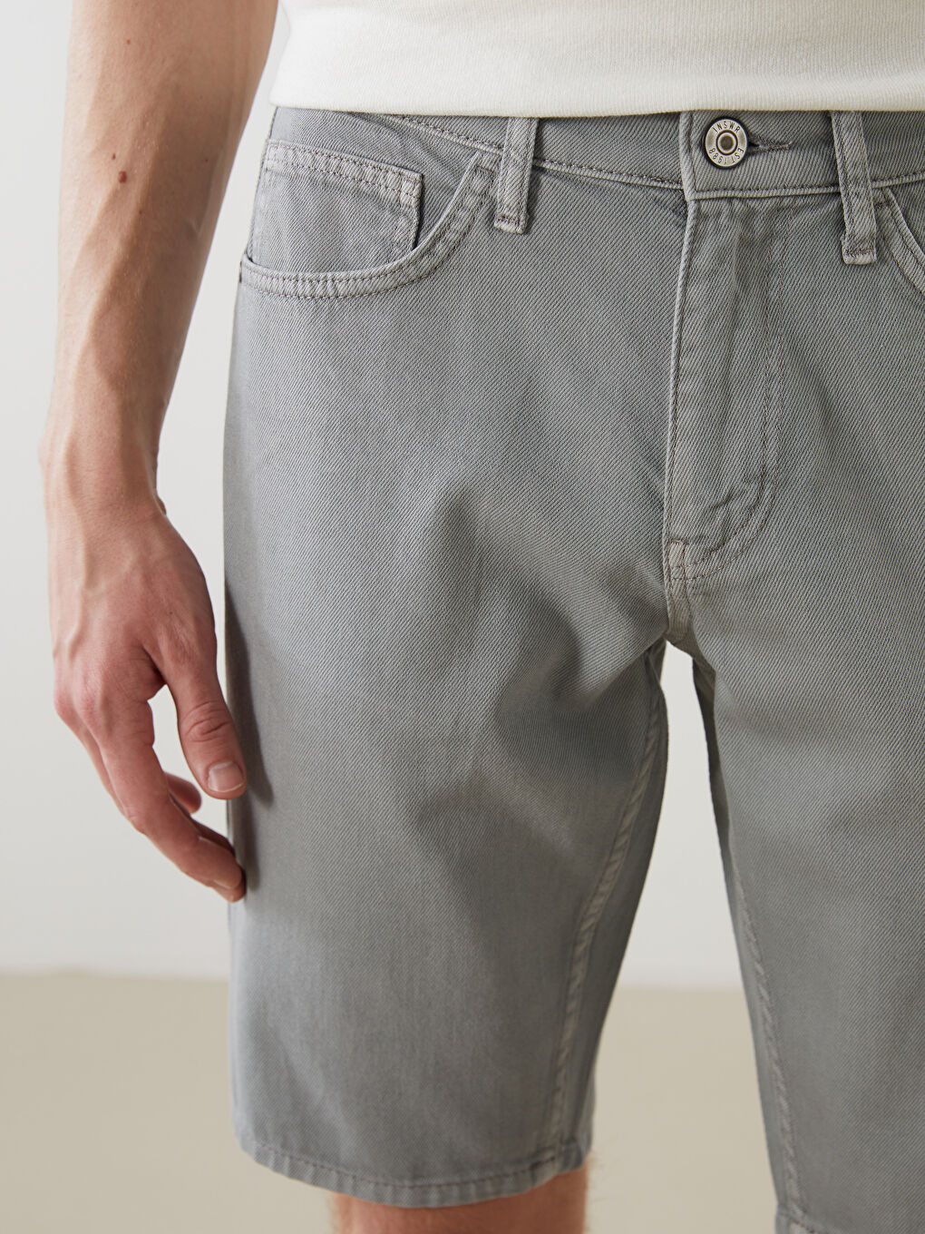 Antrasit Standart Kalıp Erkek Jean Şort-2