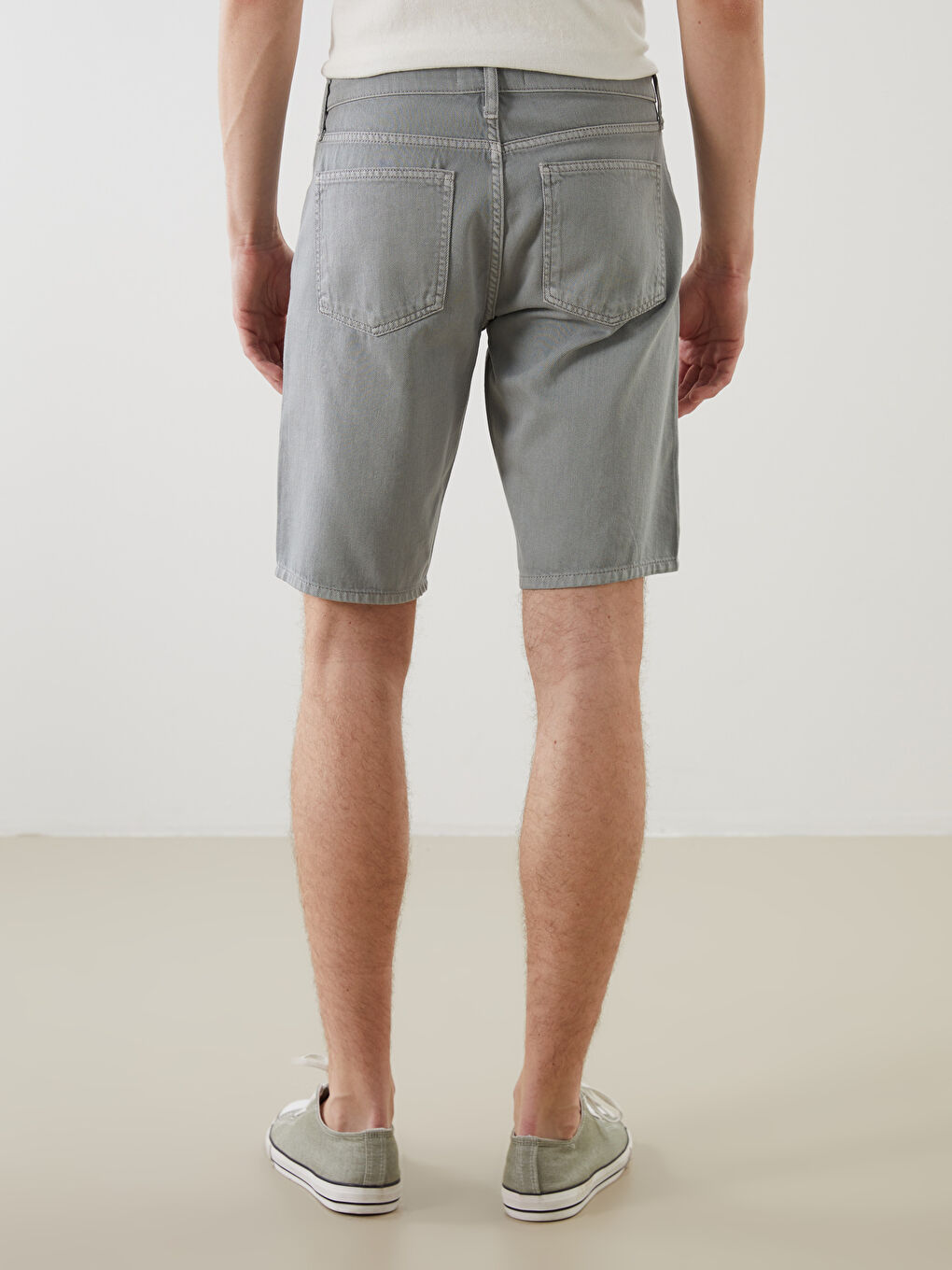 Antrasit Standart Kalıp Erkek Jean Şort-3