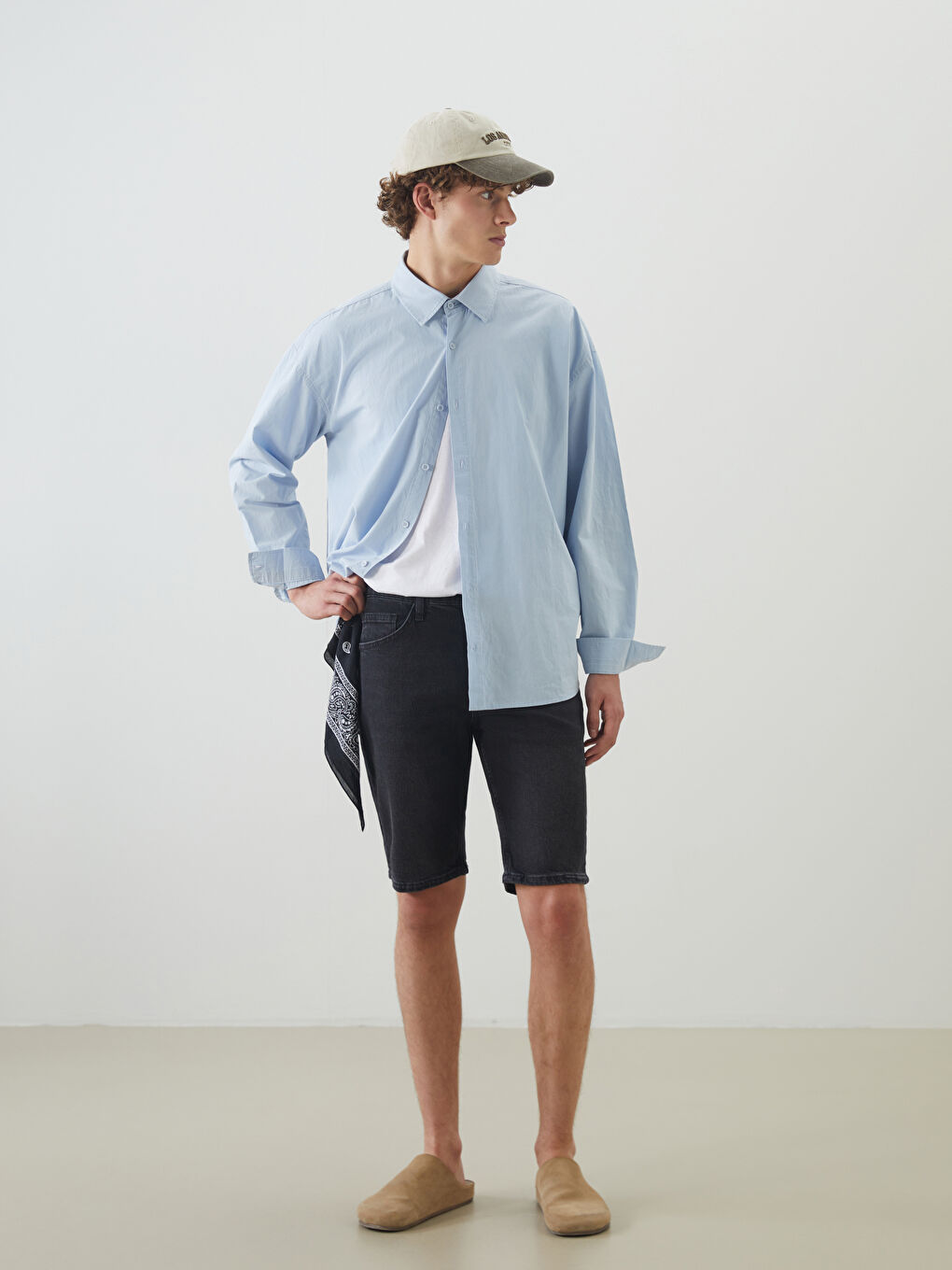 Slim Fit Men's Denim Shorts -S5L079Z8-M0U