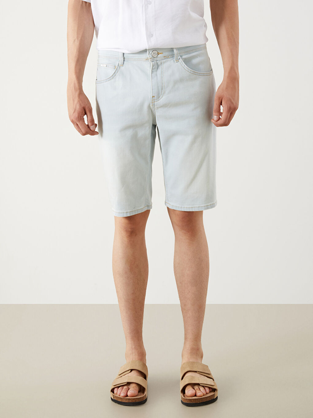 İndigo Süper Skinny Fit Erkek Jean Şort-1