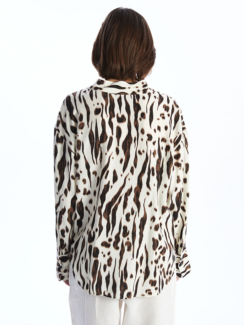 LCW Vision Leopard Print Oversize Women's Shirt -S5L097Z8-LQJ