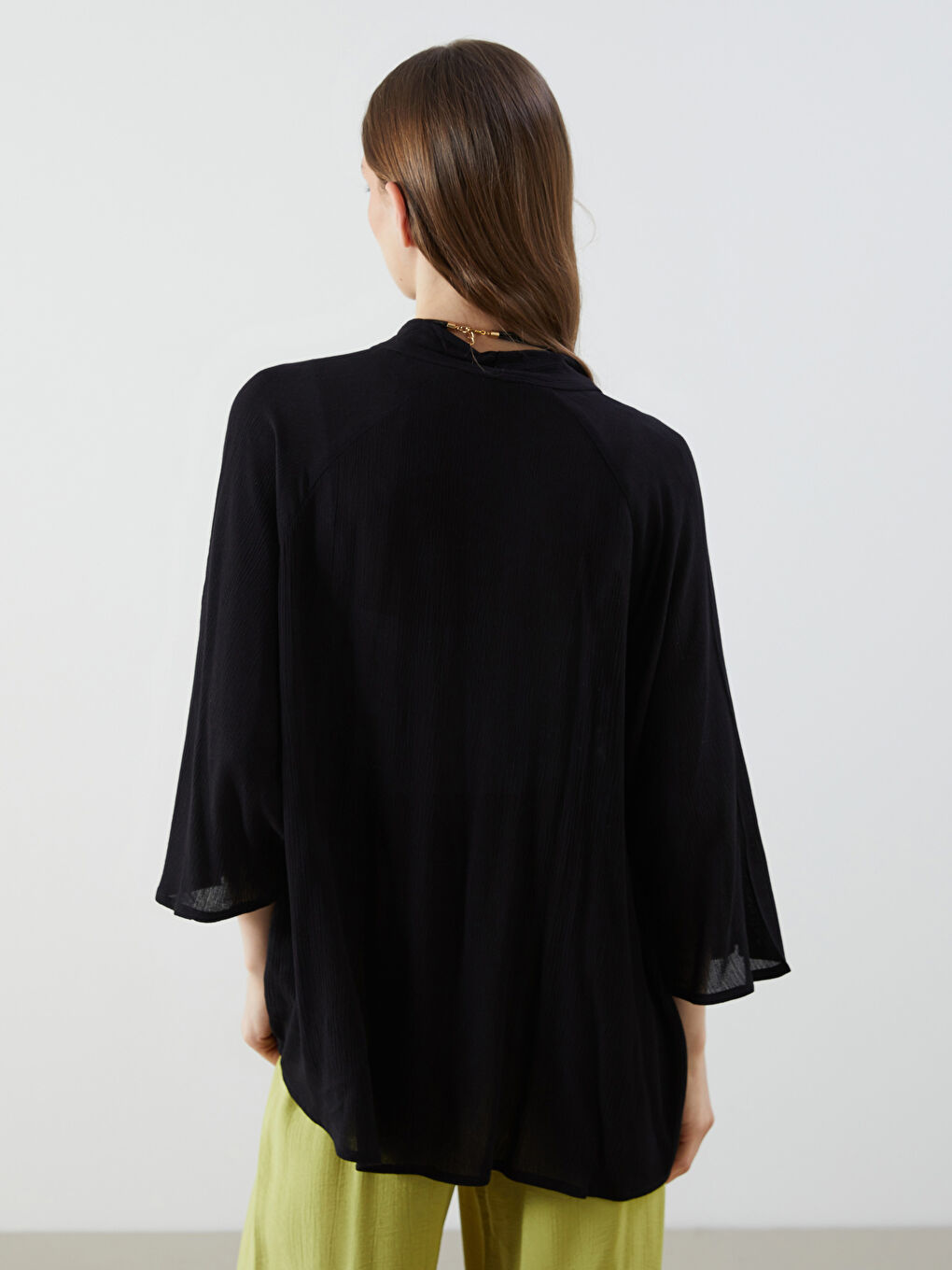 Kimono Oversize Texturé à Col Châle pour Femmes-3