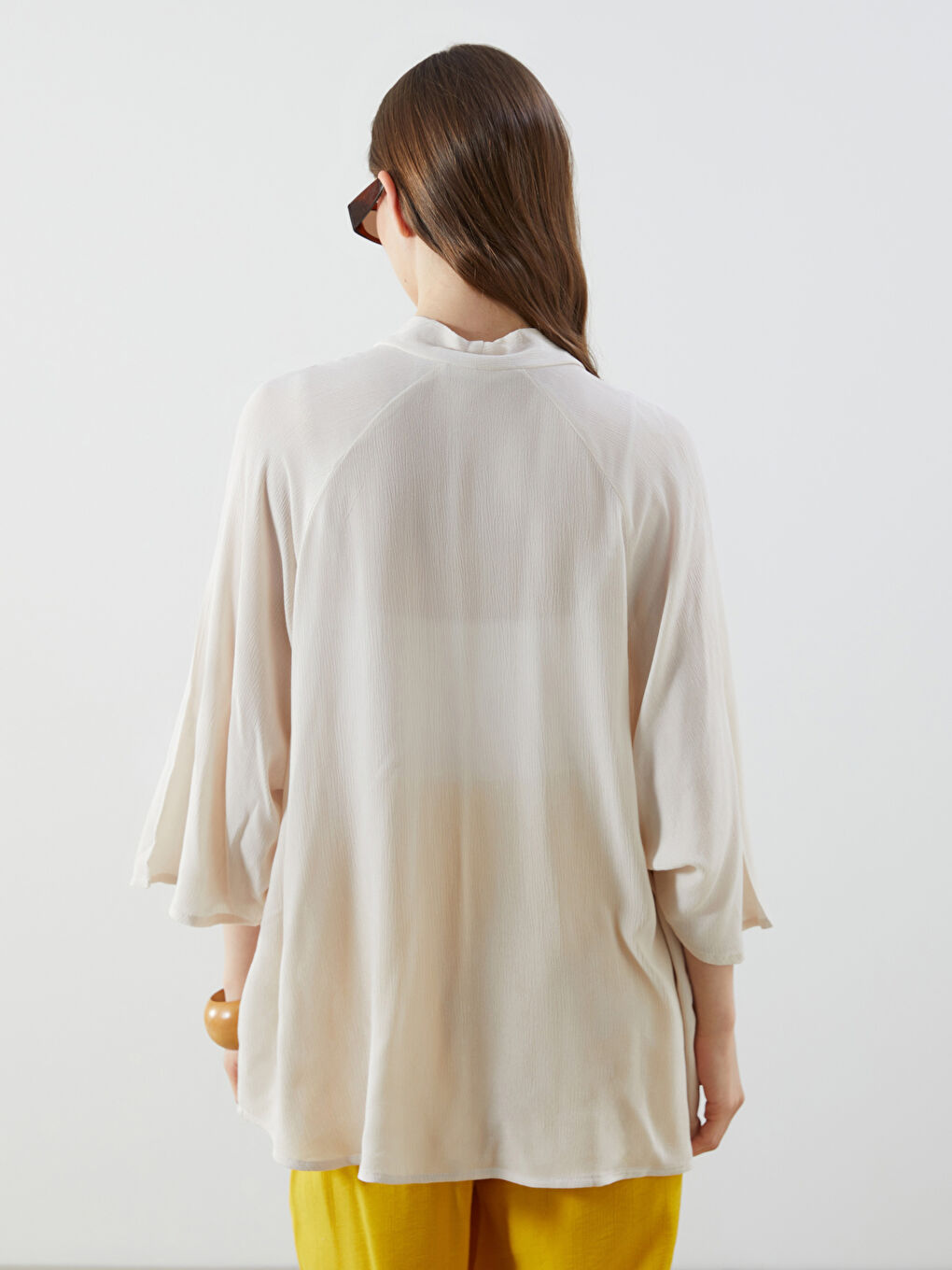 Kimono Oversize Texturé à Col Châle pour Femmes-3