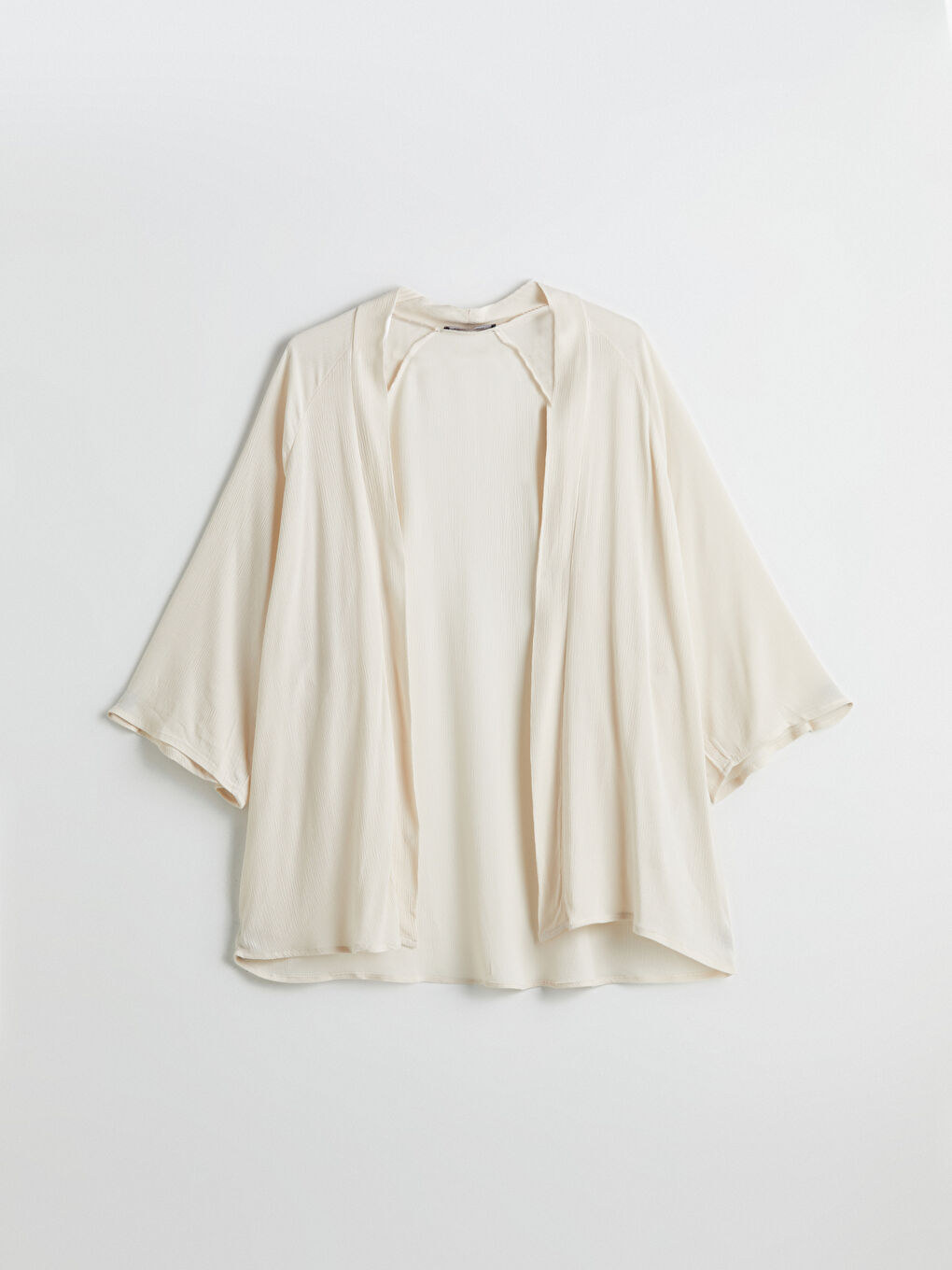 Kimono Oversize Texturé à Col Châle pour Femmes-4
