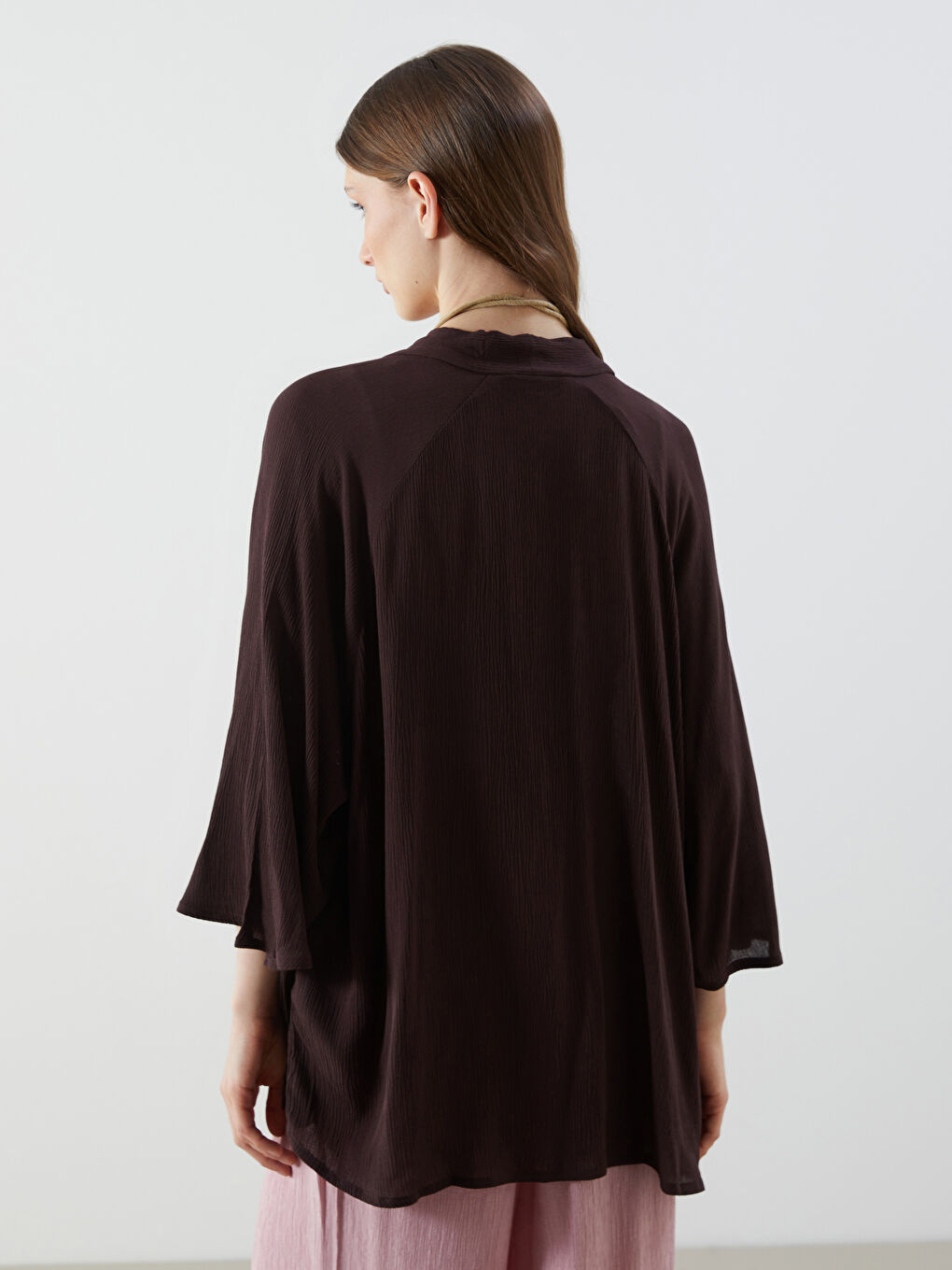 Kimono Oversize Texturé à Col Châle pour Femmes-3