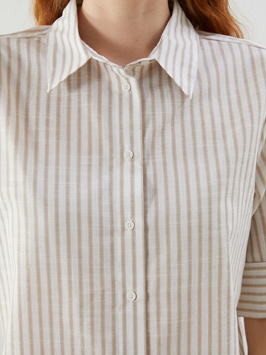 LC Waikiki Striped Linen-Look Women's Shirt -S5L113Z8-ELZ