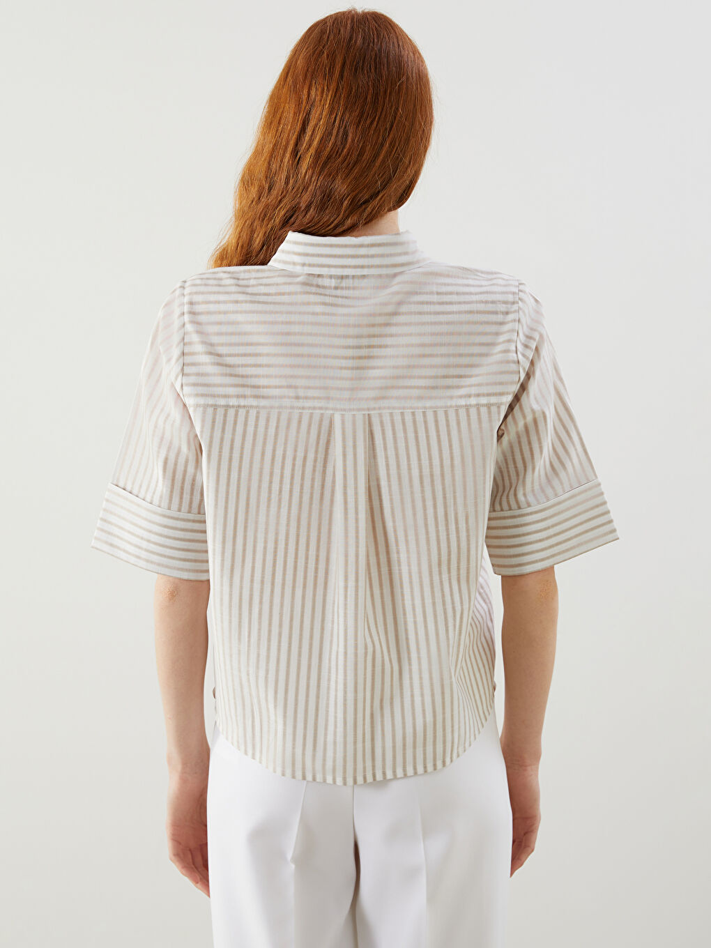 LC Waikiki Striped Linen-Look Women's Shirt -S5L113Z8-ELZ