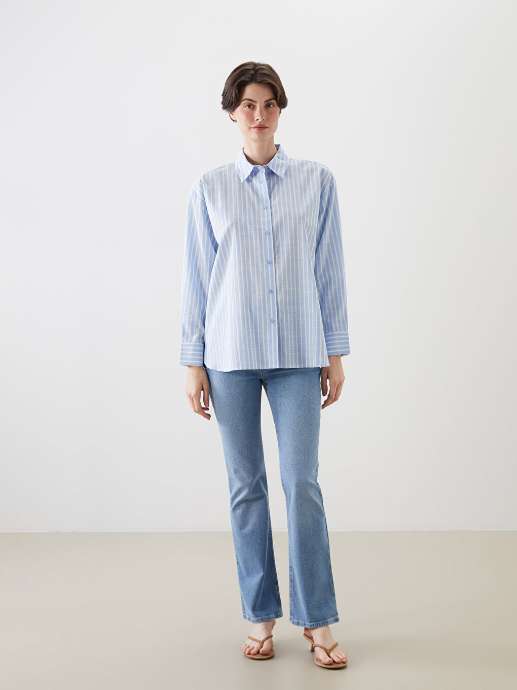 әйелдерге арналған жолақты оверсайз жейде-1