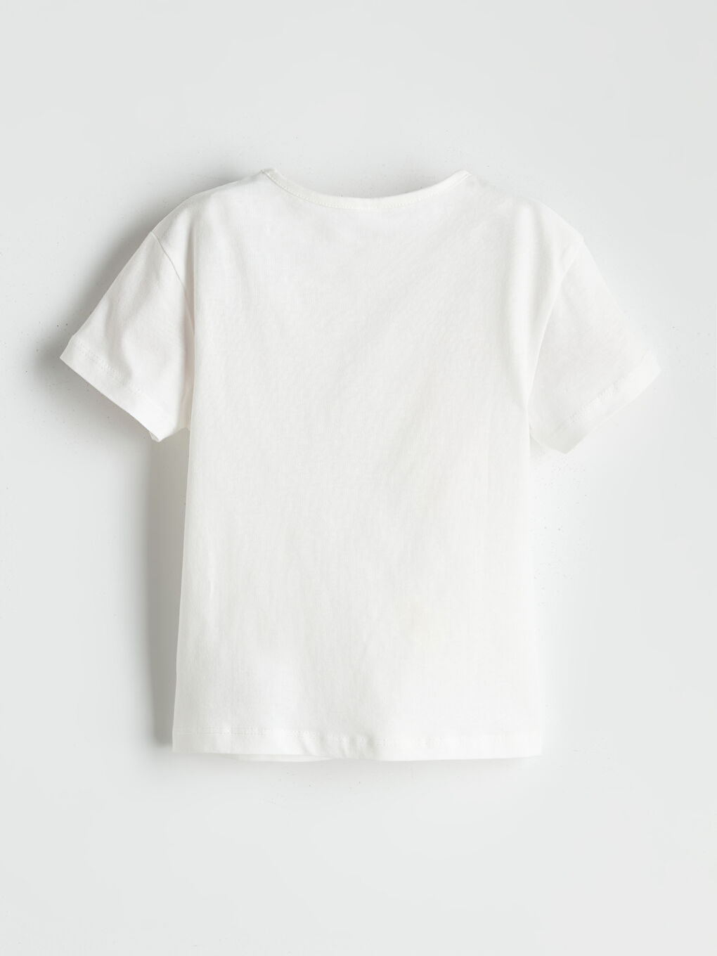 Ekru Bisiklet Yaka Baskılı Kısa Kollu Kız Çocuk Tişört-2