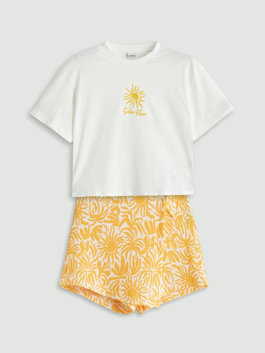 LCW Kids Crew Neck Girl's T-Shirt and Short Skirt -S5L126Z4-R9J