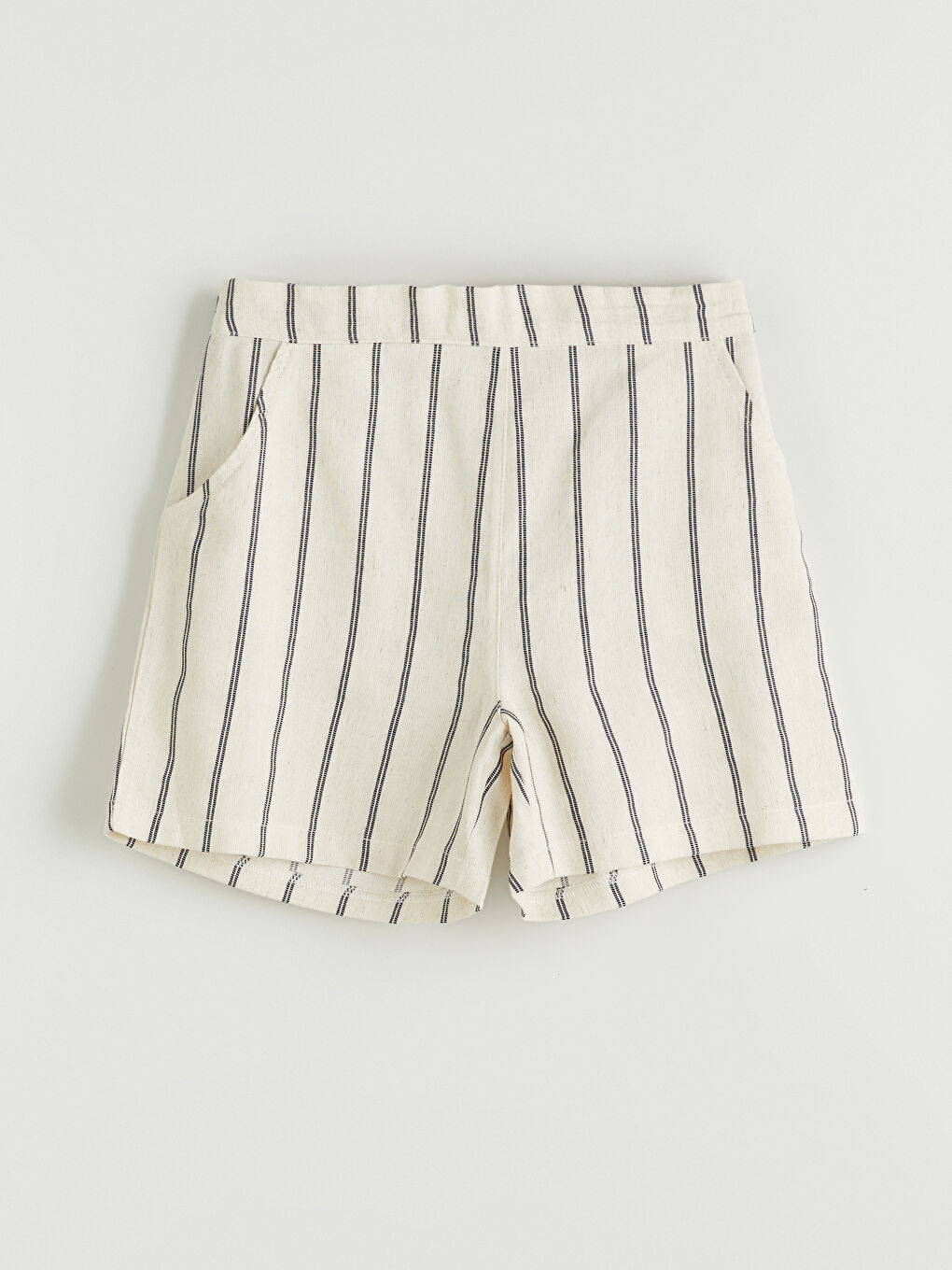 Bej Keten Karışımlı Kız Çocuk Bluz ve Şort-6