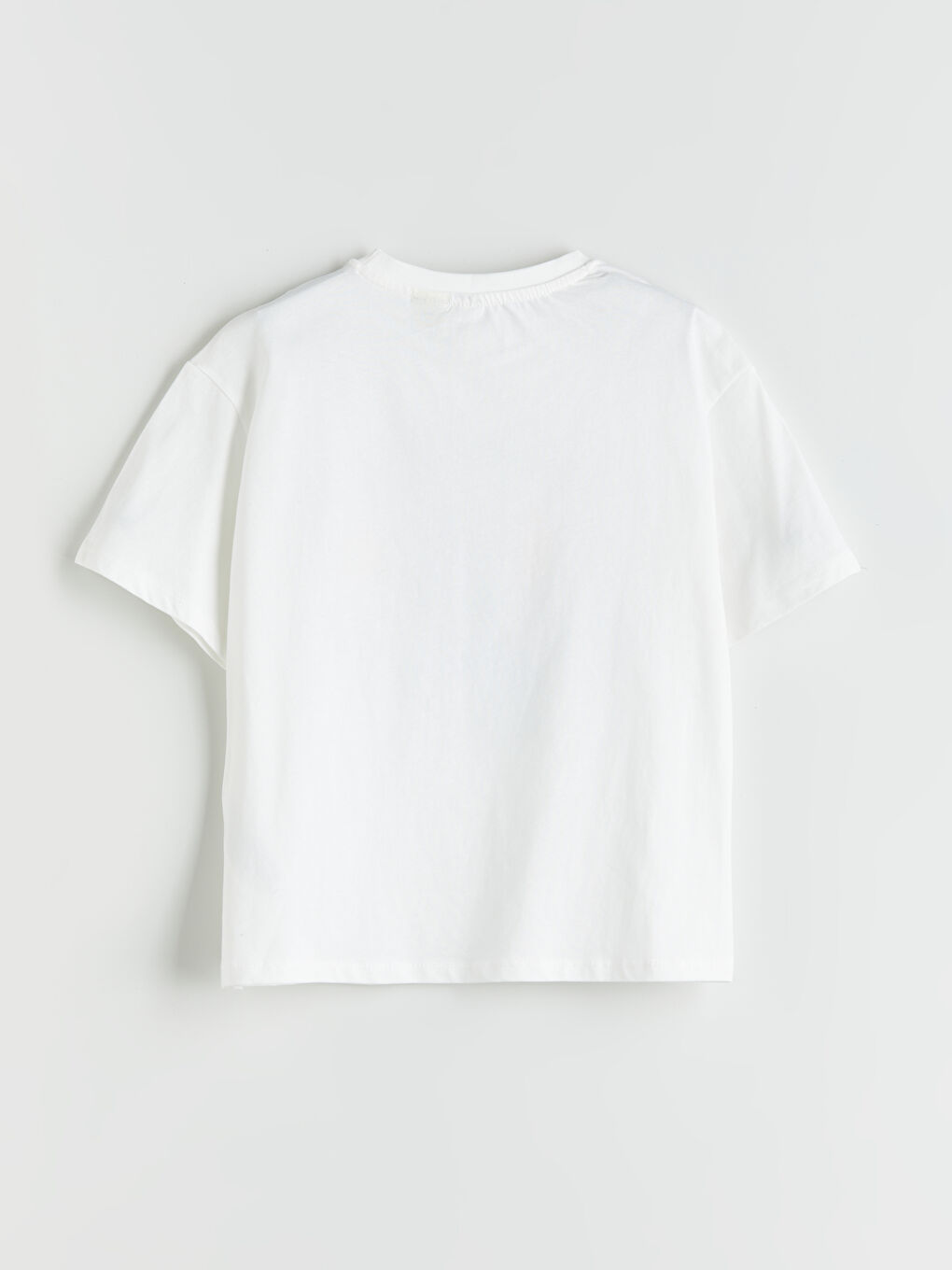 Ekru Bisiklet Yaka Stitch Baskılı Kız Çocuk Tişört-1