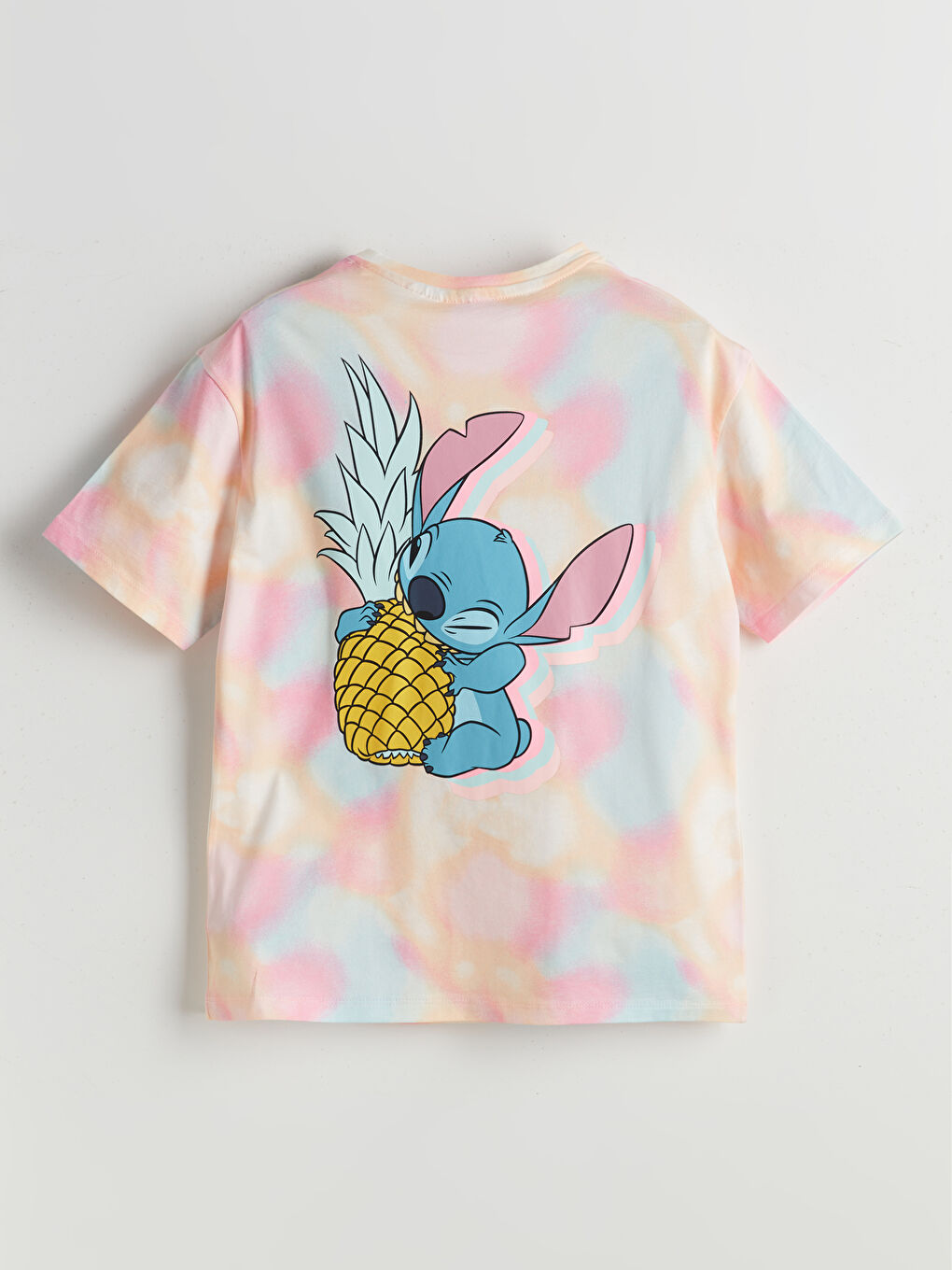 Karışık Bisiklet Yaka Stitch Baskılı Kız Çocuk Tişört-2