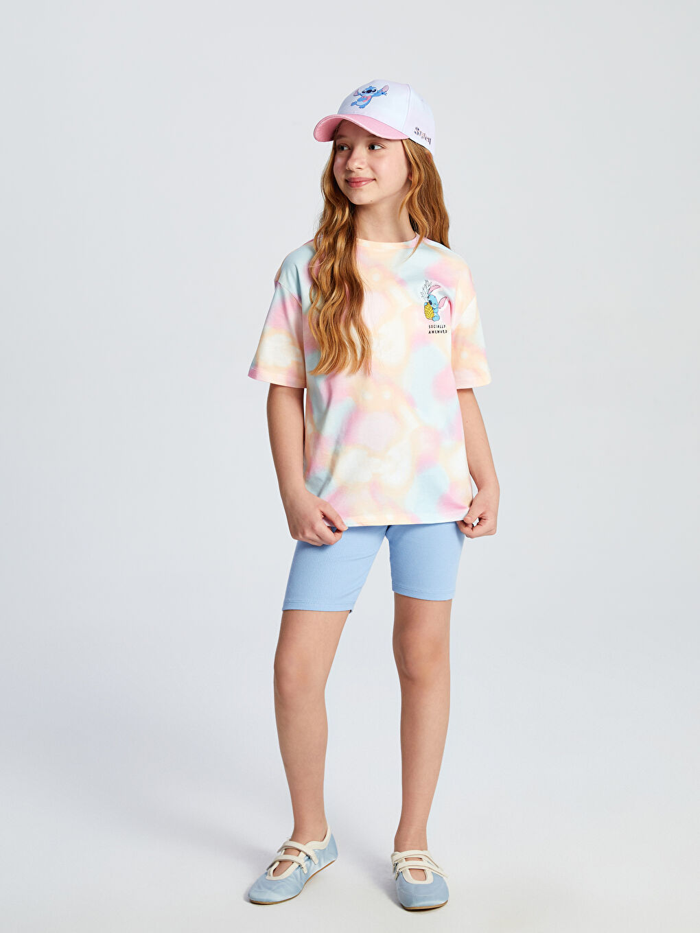 Crew Neck Lilo And Stitch Printed Girl'S T-Shirt And Leggings -S5L138Z4-F9C