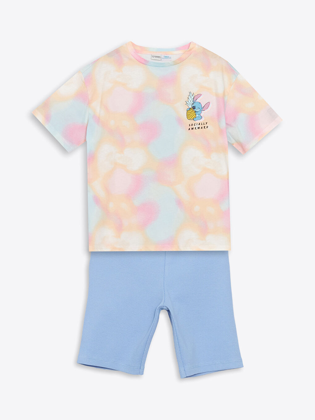 Crew Neck Lilo And Stitch Printed Girl'S T-Shirt And Leggings -S5L138Z4-F9C