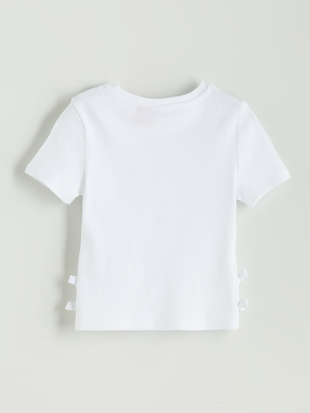 Beyaz Bisiklet Yaka Barbie Taş Baskılı Kız Çocuk Tişört-1