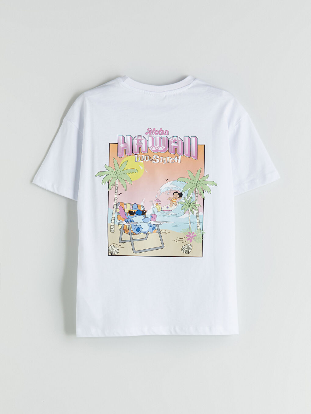 LCW Kids Crew Neck Lilo and Stitch Printed Girls' T-Shirt -S5L150Z4-R9J