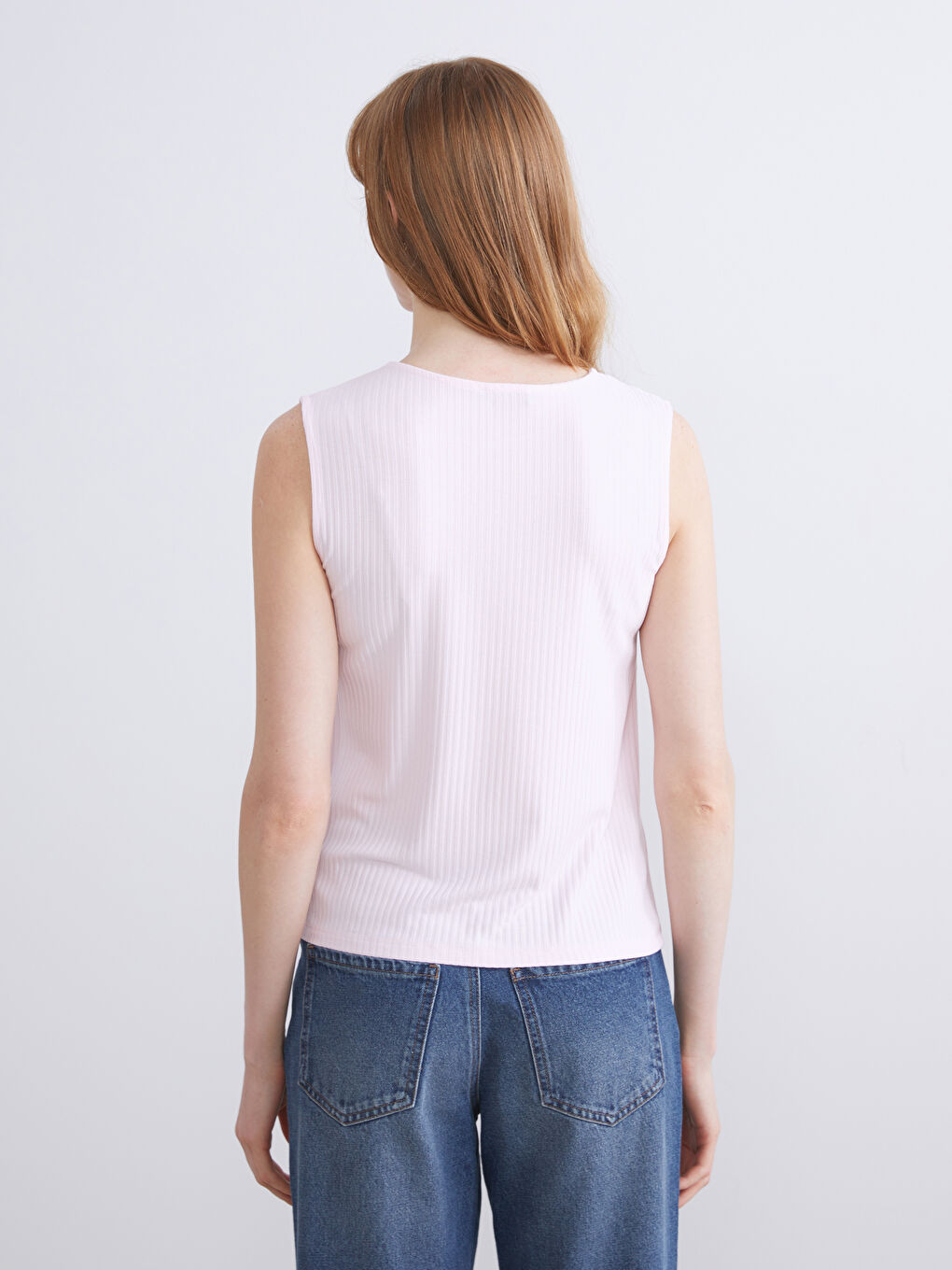 Pembe Bisiklet Yaka Dokulu Kadın Atlet-3