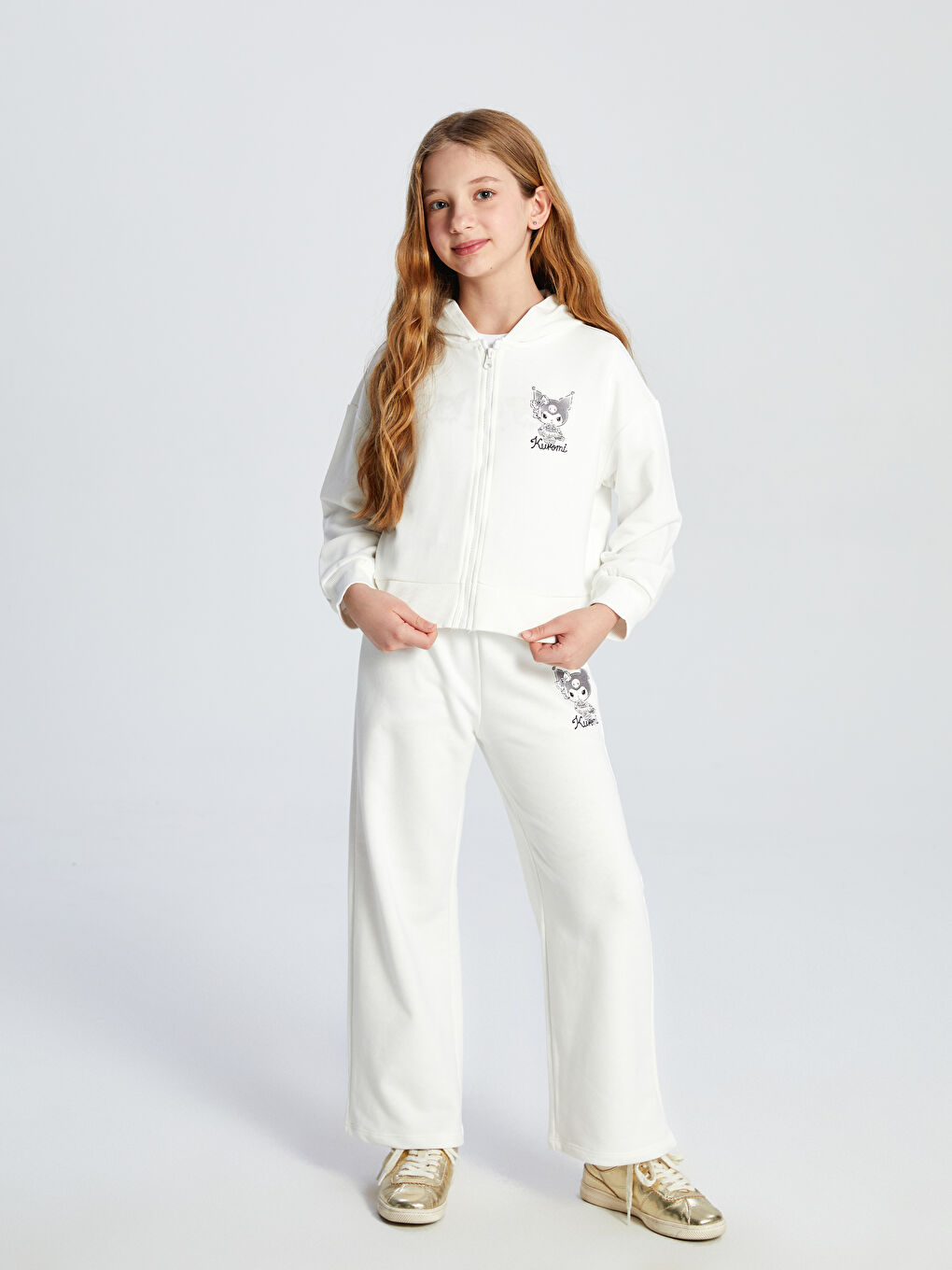 Girl ECRU Zip-Up Sweatshirt -S5L157Z4-R9J
