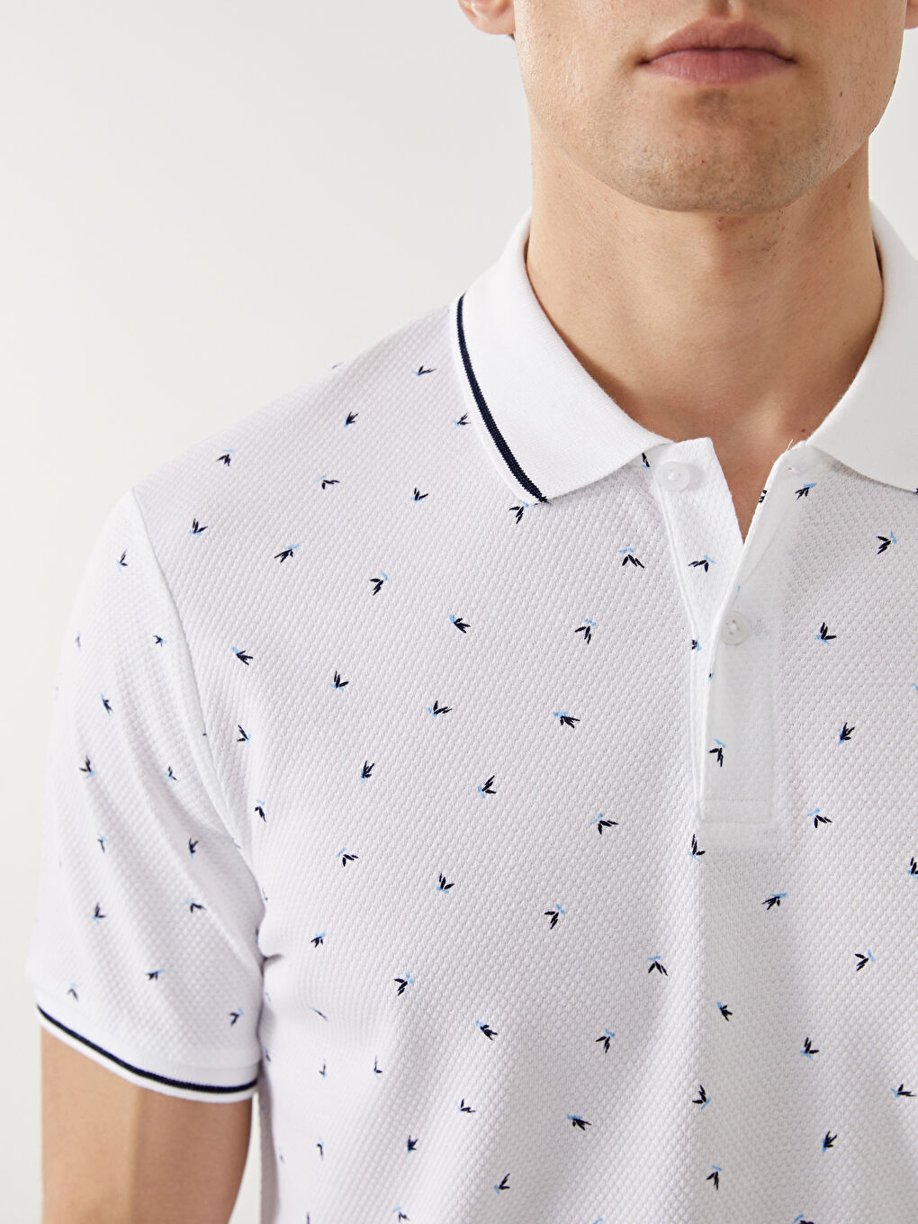 Polo Neck Short Sleeve Patterned Men's T-Shirt-2