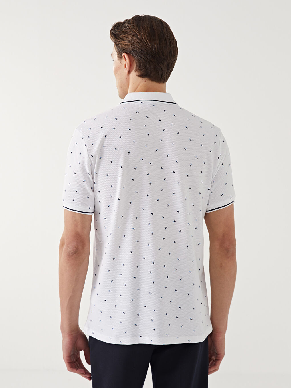 Polo Neck Short Sleeve Patterned Men's T-Shirt-3