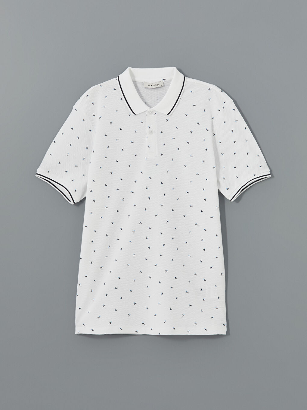 Polo Neck Short Sleeve Patterned Men's T-Shirt-4