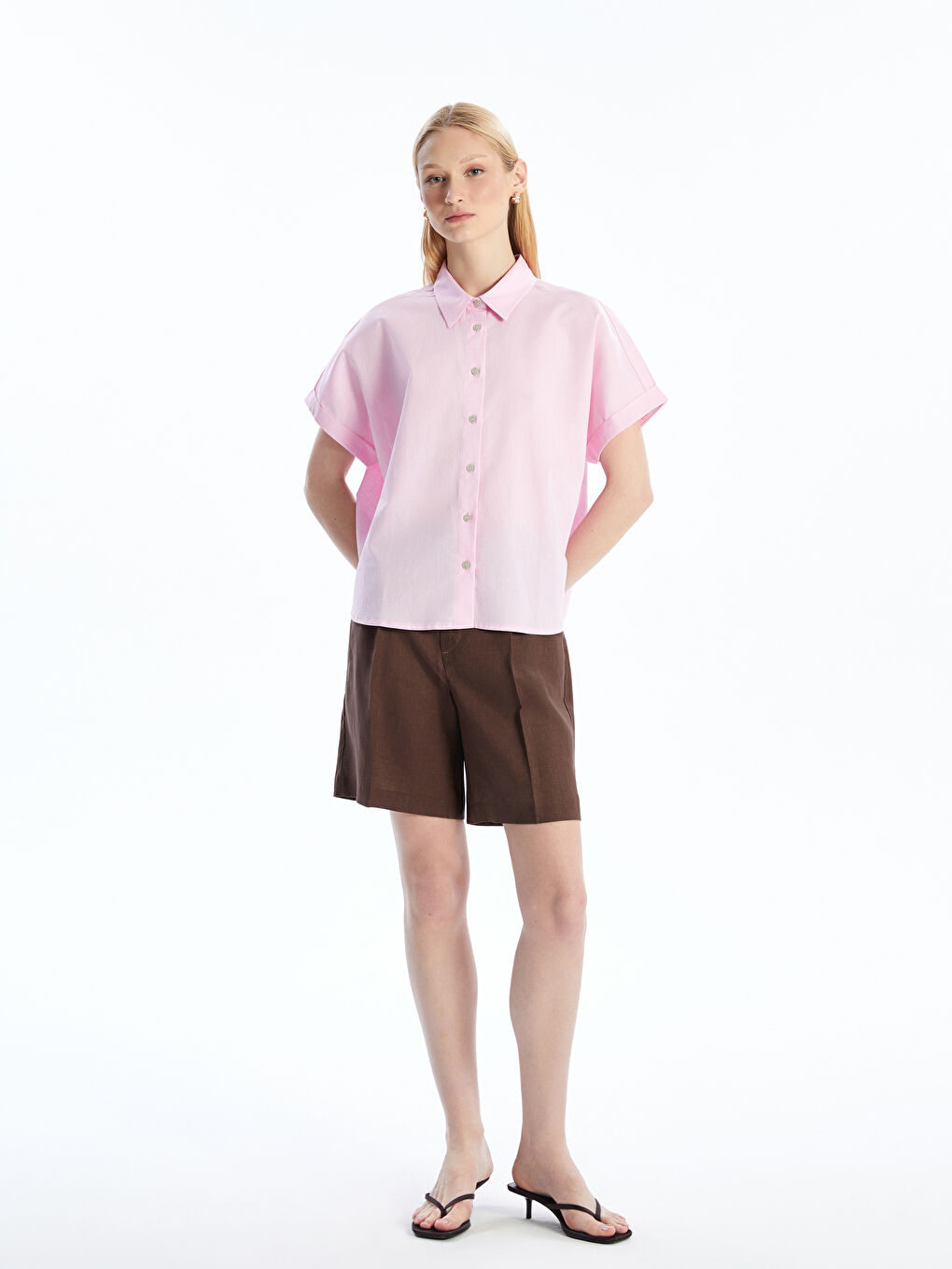 LCW Vision Linen Blend Oversize Women's Shirt -S5L166Z8-G7H