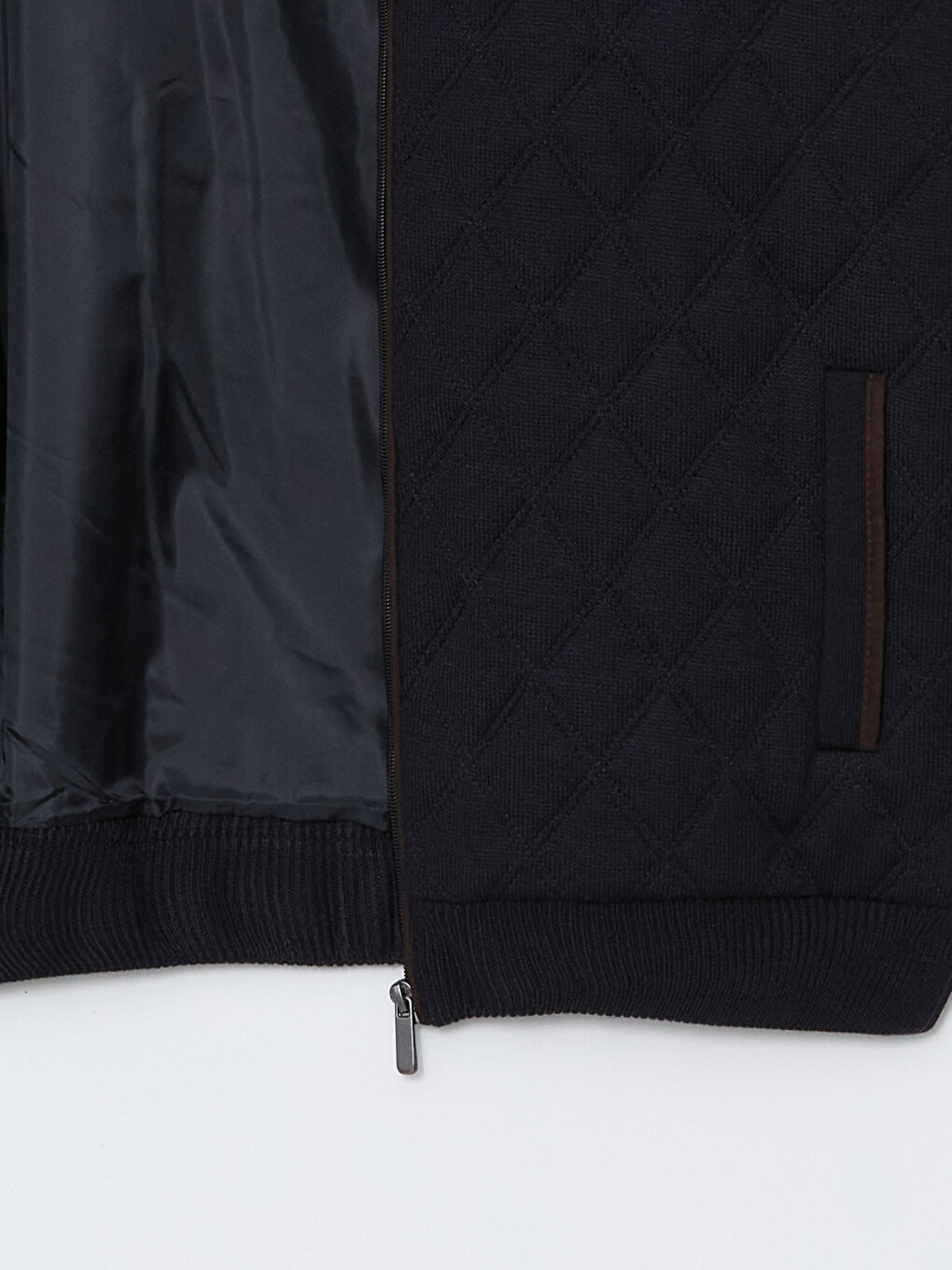 Lacivert Standart Kalıp Dik Yaka Erkek Triko Hırka-10