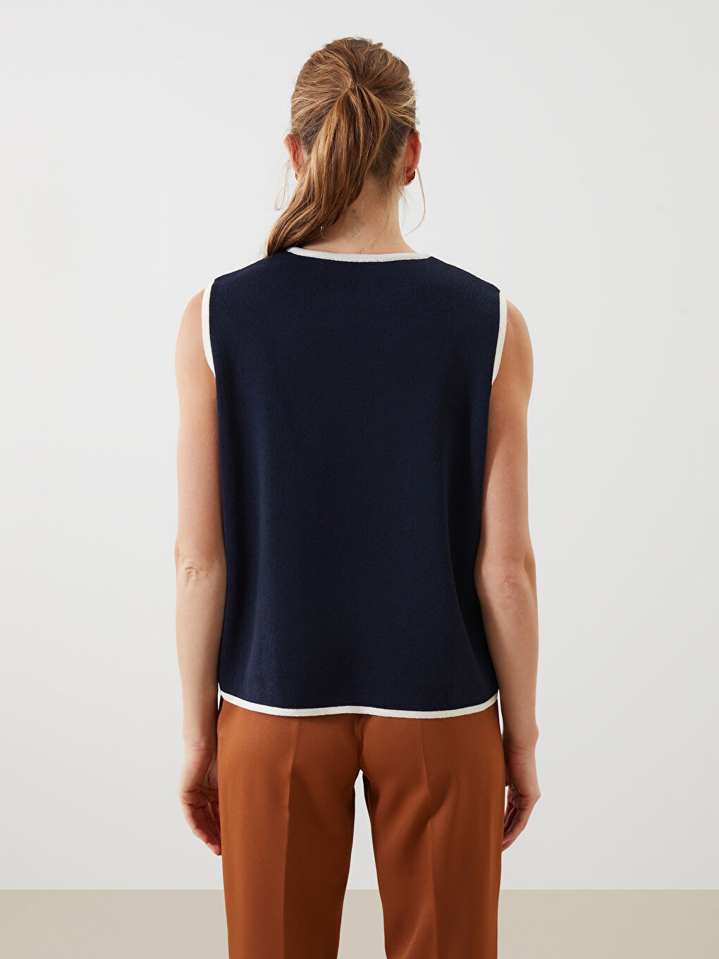 Crew Neck Women'S Knit Vest -S5L189Z8-E1J